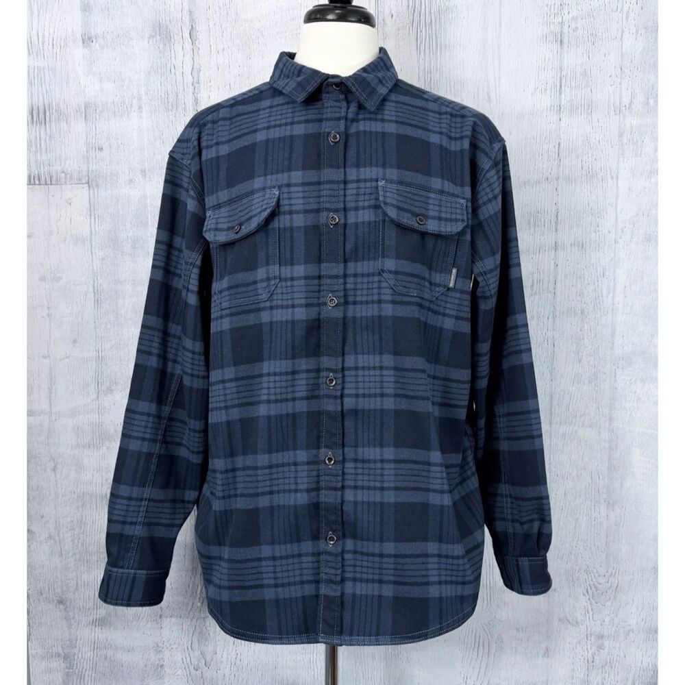 Columbia Men’s XL Plaid Heavyweight Button Up Flannel Shirt Blue Long Sleeve